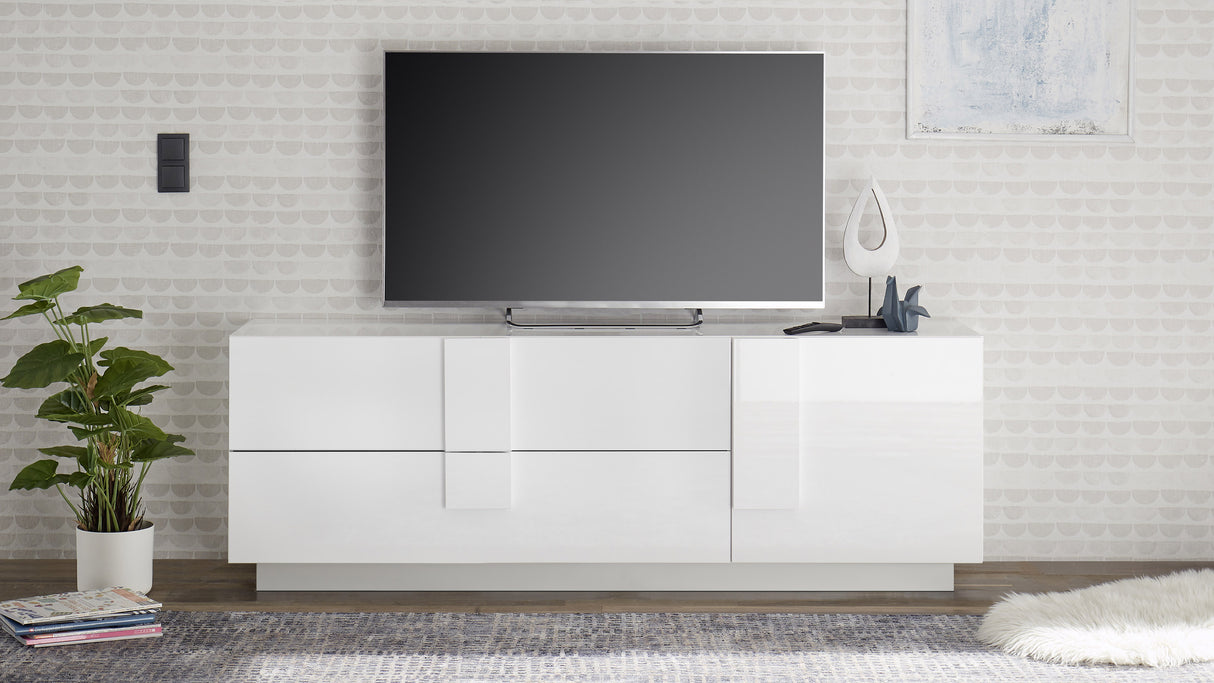 Lowboard 1 anta + 2 cassetti bianco lucido KLARK