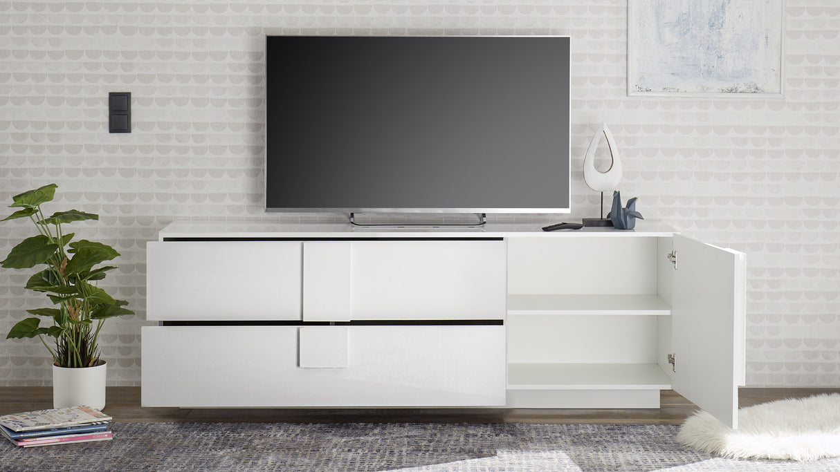 Lowboard 1 anta + 2 cassetti bianco lucido KLARK