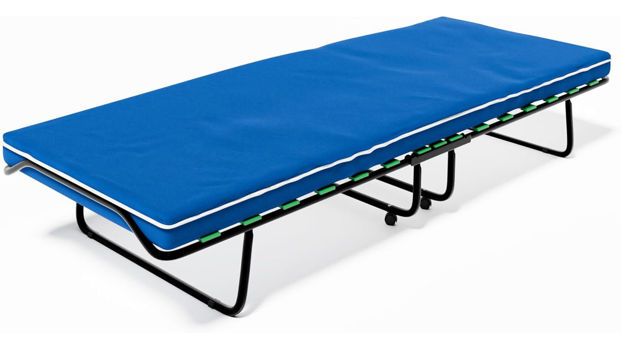 Brandina pieghevole SMART con materasso in waterfoam 80x190 alto 6 CM kit letto singolo rete a doghe in legno e materasso in poliuretano ortopedico