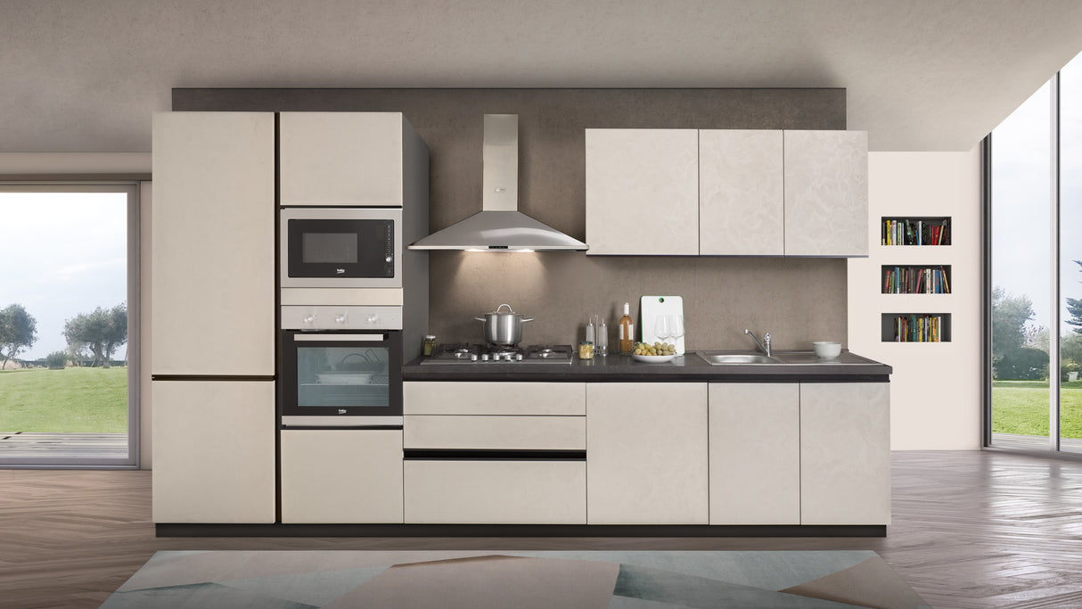 Cucina Zoe 363 cm promo 25 Cancro Cemento Ghiaccio