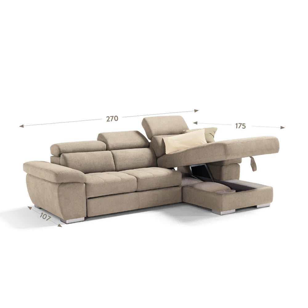 Divano ALEXA chaise longue carrello letto estraibile