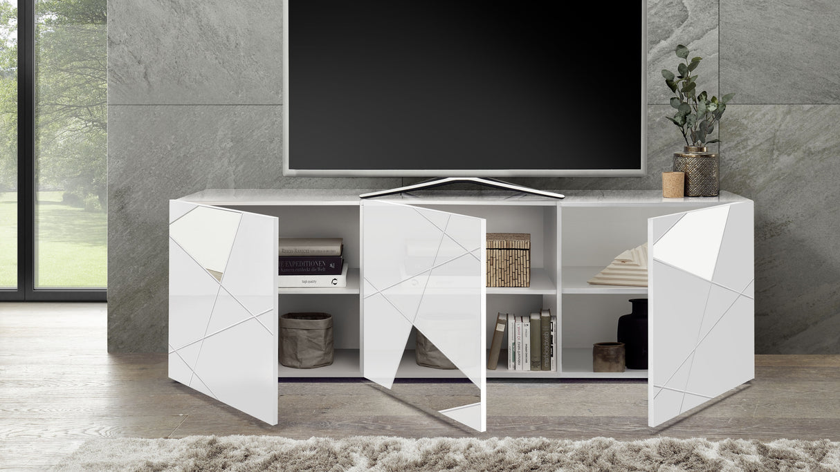 Porta tv 3 ante bianco lucido VITTORIA