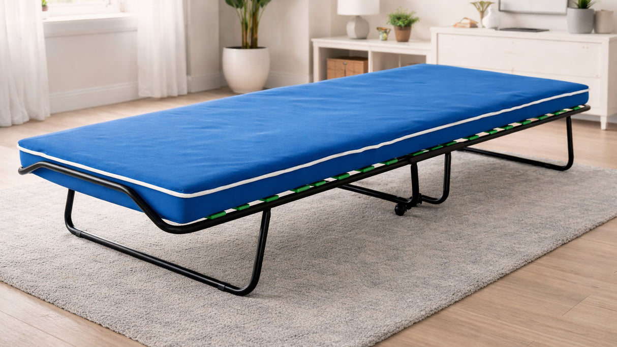 Brandina pieghevole SMART con materasso in waterfoam 80x190 alto 6 CM kit letto singolo rete a doghe in legno e materasso in poliuretano ortopedico