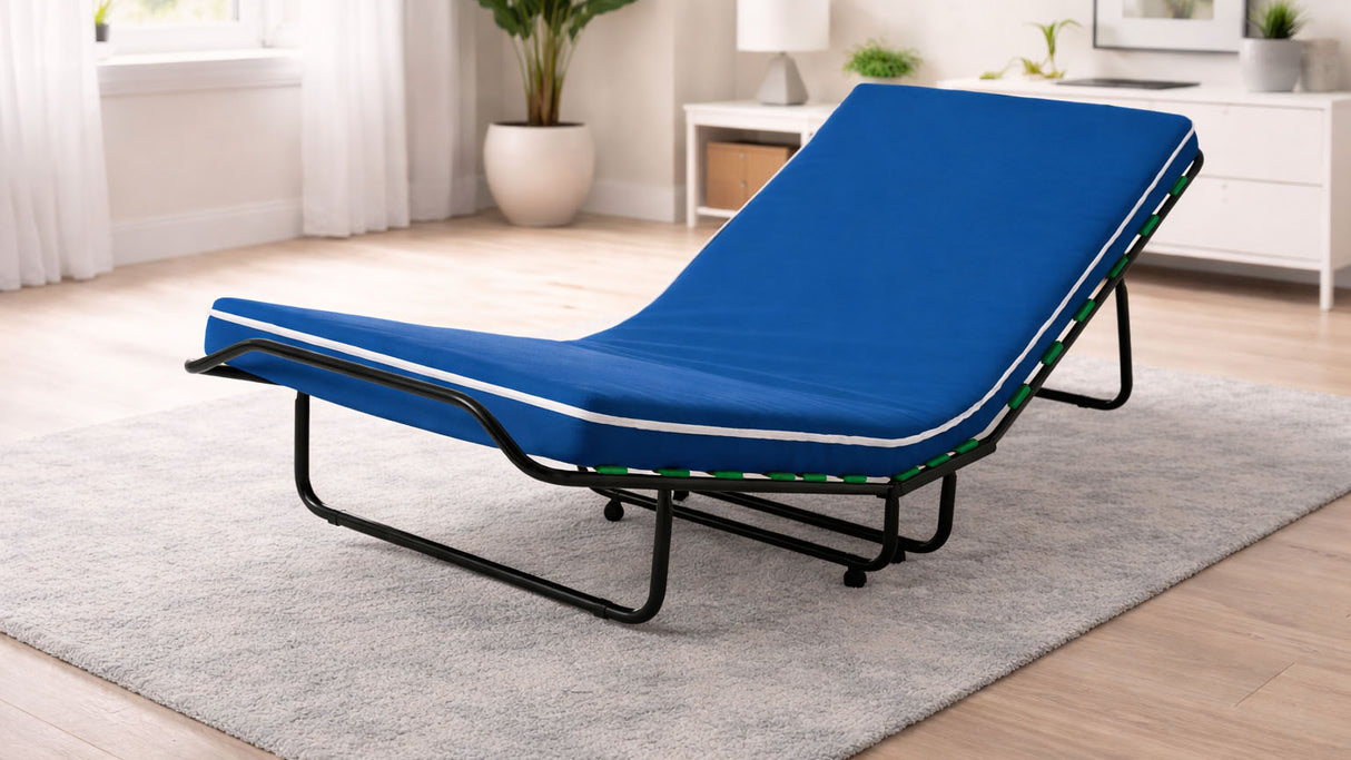 Brandina pieghevole SMART con materasso in waterfoam 80x190 alto 6 CM kit letto singolo rete a doghe in legno e materasso in poliuretano ortopedico