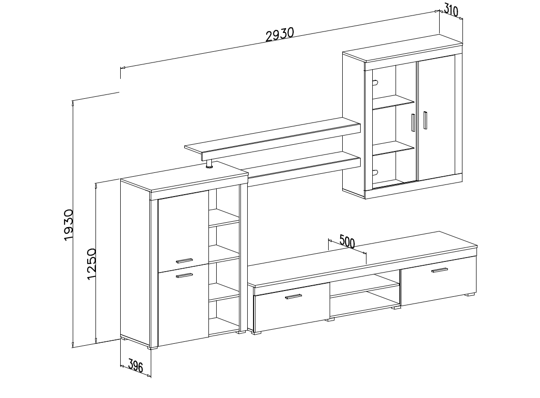 Parete Soggiorno Camberra Cemento