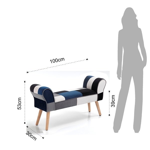Panca PATCHWORK CAROLINA GRIGIA