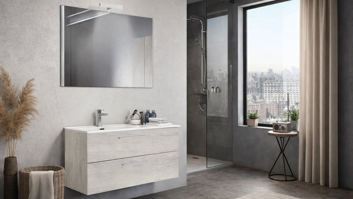 Componibile bagno sospeso ALICE 100 Quercia Bianco