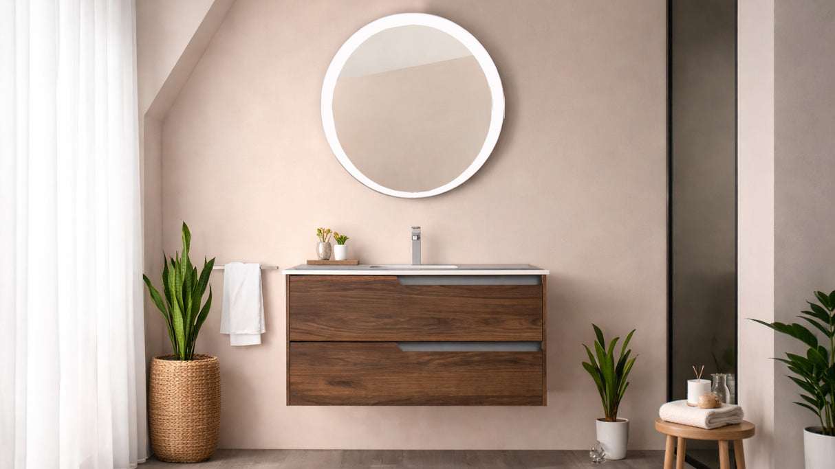 Componibile bagno GRACE 100 Tabacco - Tortora opaco