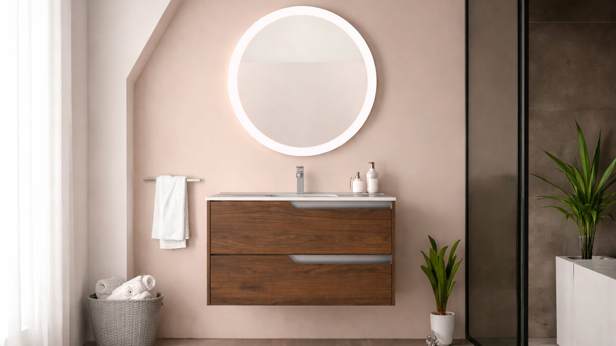 Componibile bagno GRACE 80 Tabacco - Tortora opaco