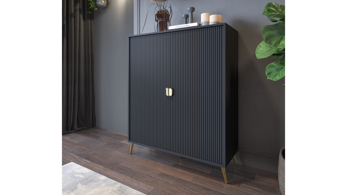 Contenitore 2 ante nero opaco e oro LOTUS