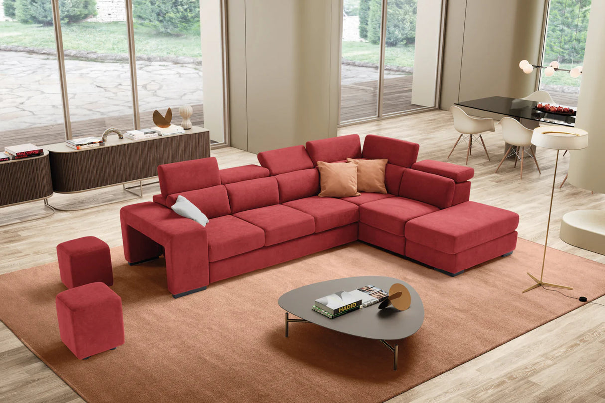 Divano TALENTO 3 posti max, angolo terminale con pouf contenitore