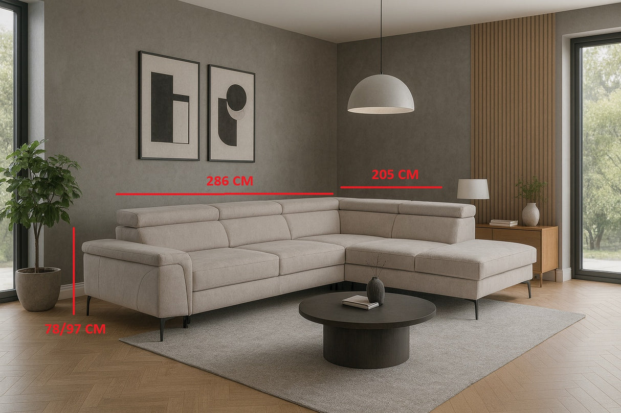 Divano DELPHI chaise longue contenitore carrello letto estraibile