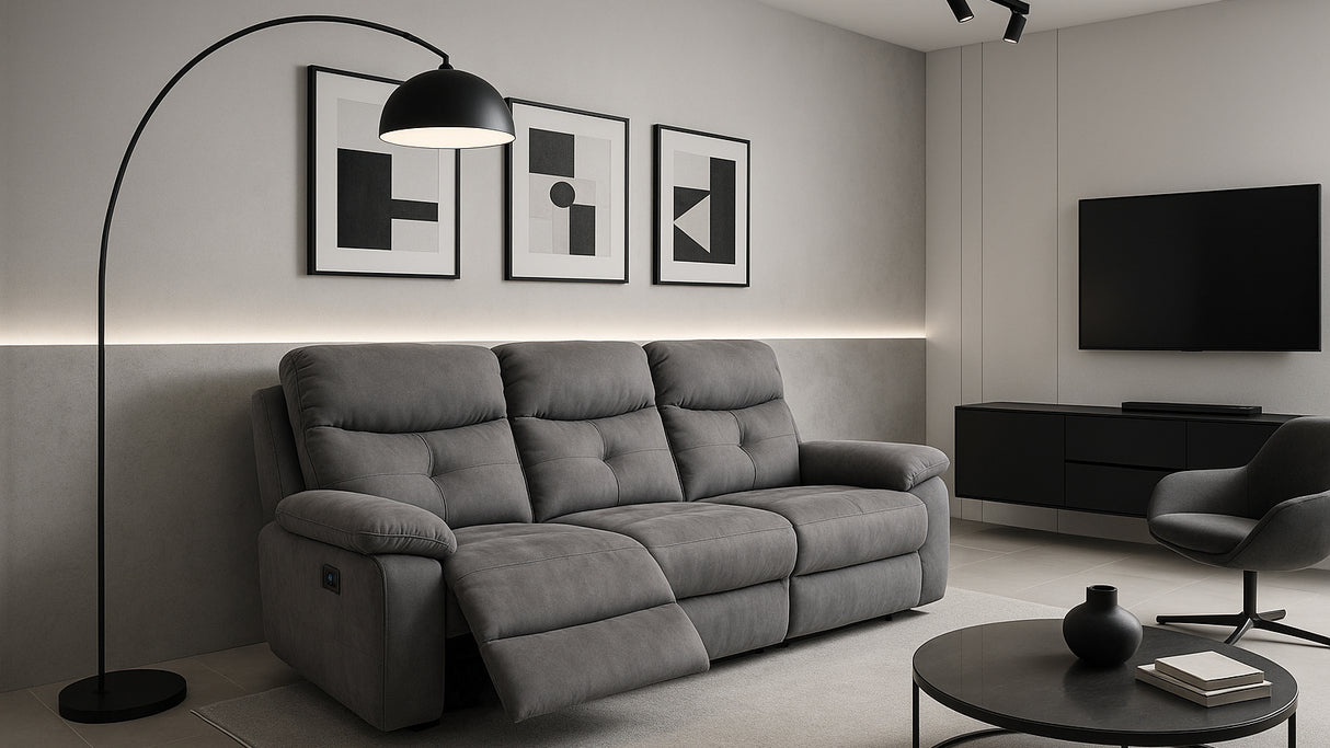 Divano EMMA 3 posti con recliner elettrico