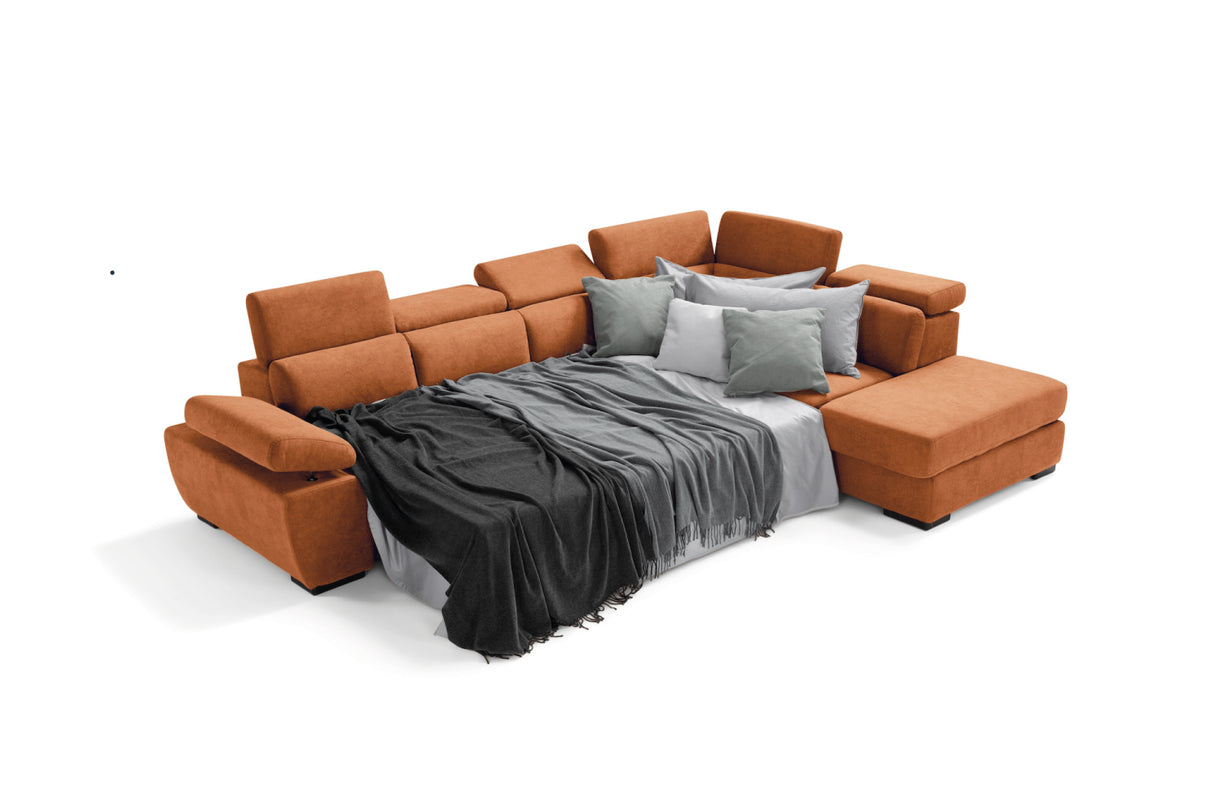 Divano FABIOLA 3 posti max, angolo terminale con pouf contenitore