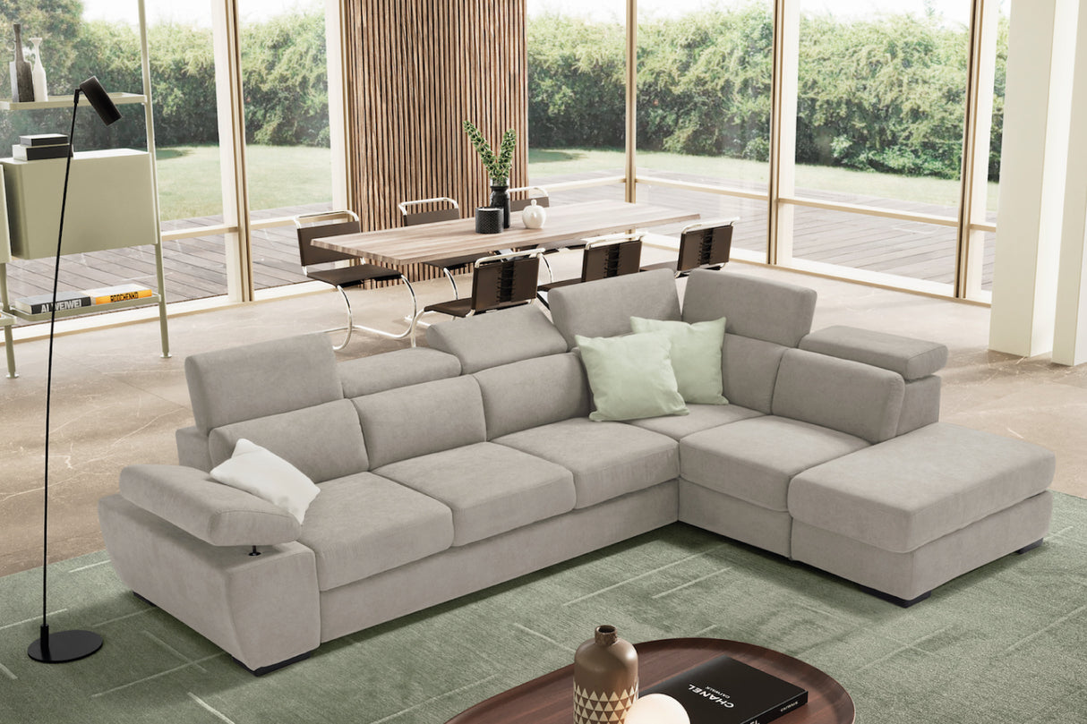 Divano FABIOLA 3 posti max, angolo terminale con pouf contenitore