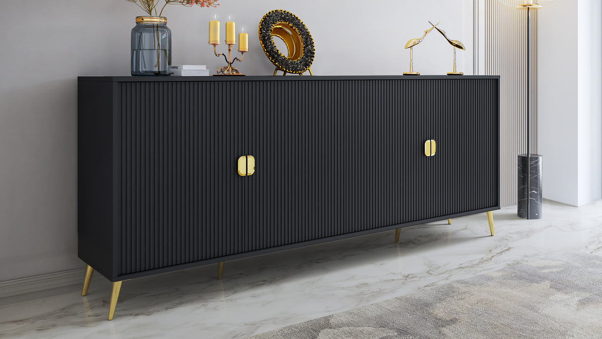 Madia 4 ante nero opaco e oro LOTUS