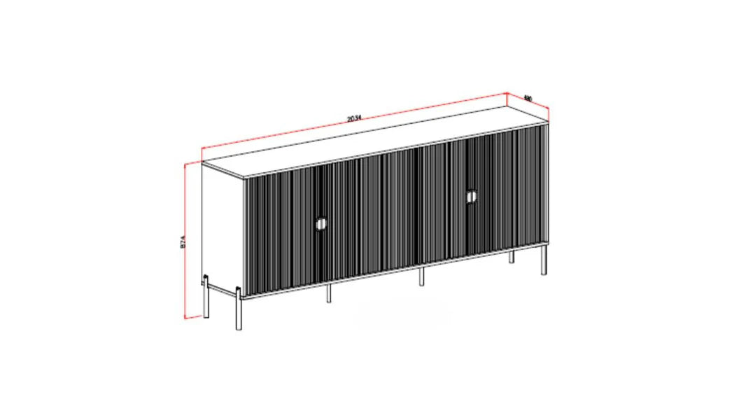 Madia 4 ante nero opaco e oro LOTUS