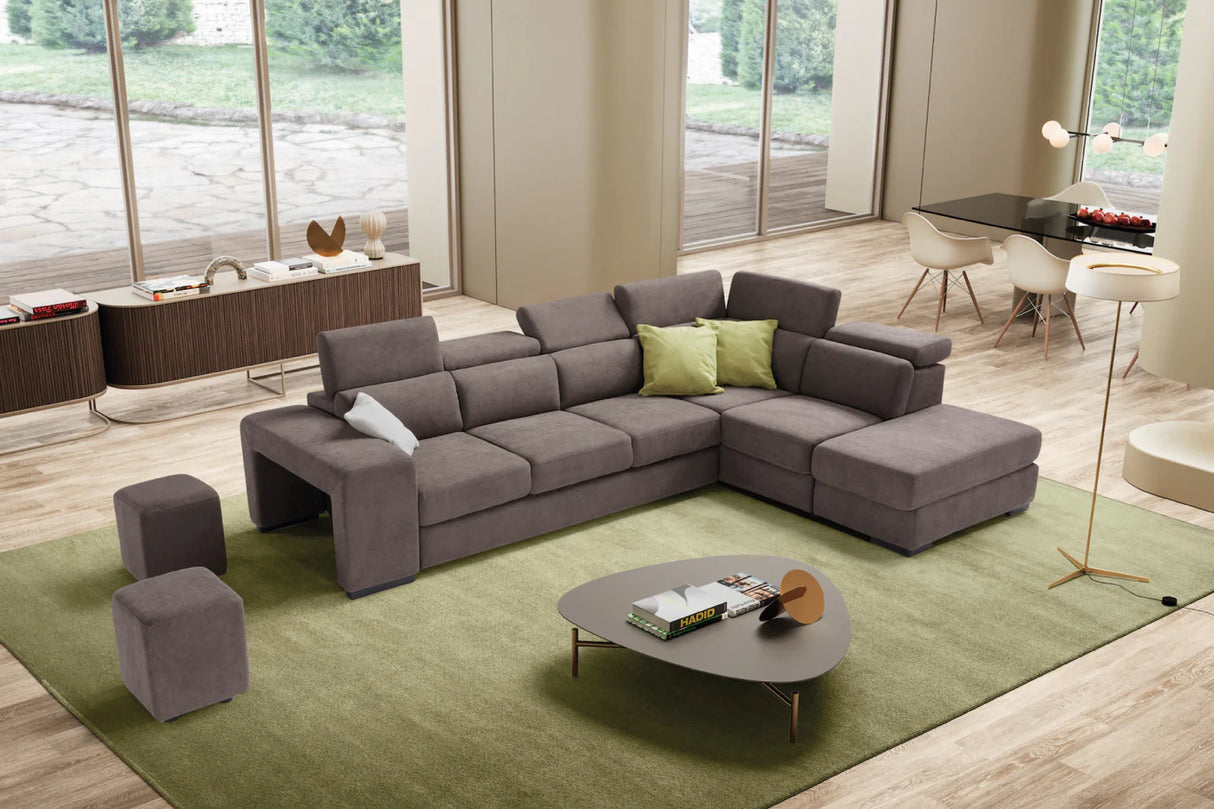 Divano TALENTO 3 posti max, angolo terminale con pouf contenitore