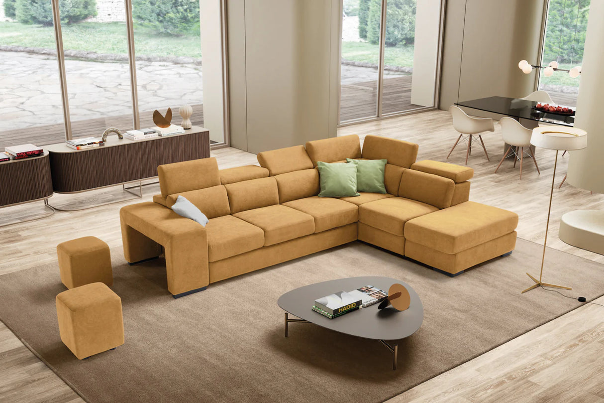 Divano TALENTO 3 posti max, angolo terminale con pouf contenitore