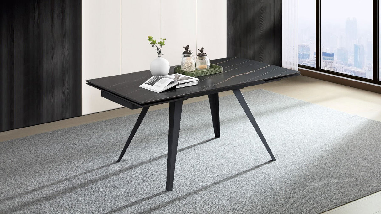 Tavolo GIOELE gamba nera piano marmo nero