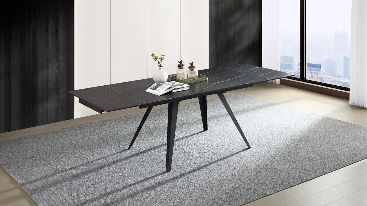 Tavolo GIOELE gamba nera piano marmo nero