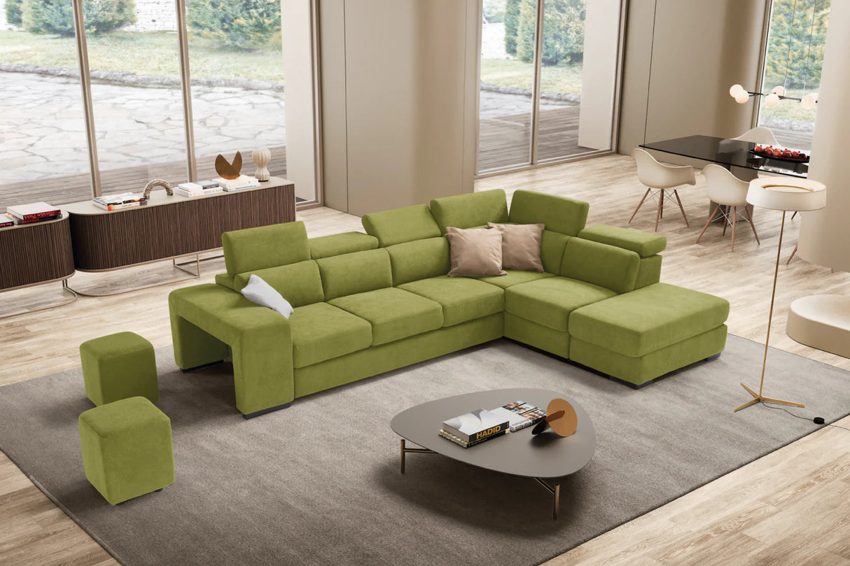 Divano TALENTO 3 posti max, angolo terminale con pouf contenitore