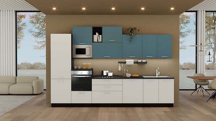 Cucina Sandy 360 cm promo 25 Gemelli Ghiaccio Polvere e Blu Indaco Dune