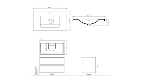 Componibile bagno sospeso ALICE 80 BIANCO LUCIDO