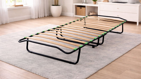 Brandina pieghevole SMART con materasso in waterfoam 80x190 alto 6 CM kit letto singolo rete a doghe in legno e materasso in poliuretano ortopedico