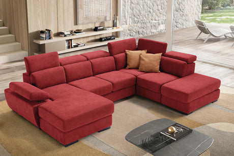 Divano FABIOLA chaise longue 2 posti con angolo terminale e pouf contenitore