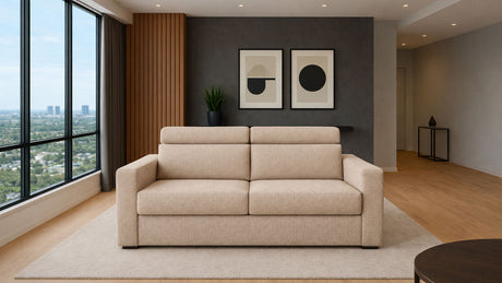 Divano letto mod. cielo 3 posti meccanismo a ribalta POGGIATESTA RECLINABILI e materasso H. 18 cm