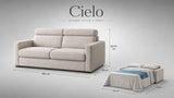 Divano letto mod. cielo 3 posti meccanismo a ribalta POGGIATESTA RECLINABILI e materasso H. 18 cm
