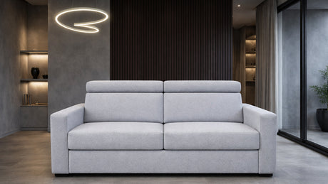 Divano letto mod. cielo 3 posti meccanismo a ribalta POGGIATESTA RECLINABILI e materasso H. 18 cm