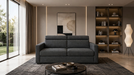 Divano letto mod. cielo 3 posti meccanismo a ribalta POGGIATESTA RECLINABILI e materasso H. 18 cm