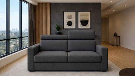 Divano letto mod. cielo 3 posti meccanismo a ribalta POGGIATESTA RECLINABILI e materasso H. 18 cm