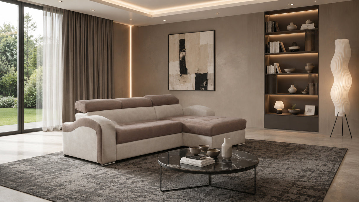 Divano DANIELA angolare con chaise longue reversibile