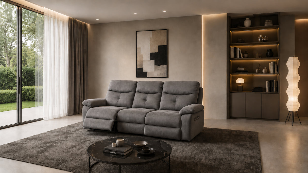 Divano EMMA 3 posti con recliner elettrico