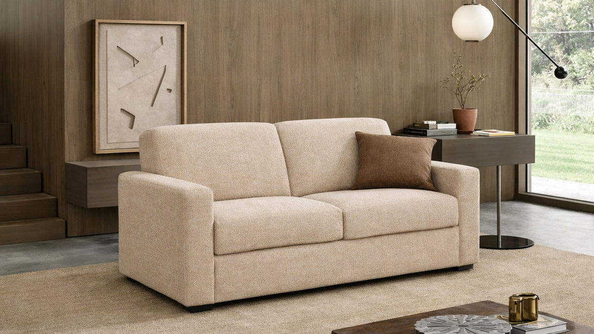 Divano letto mod. norma 3 posti meccanismo a ribalta e materasso H. 18 cm