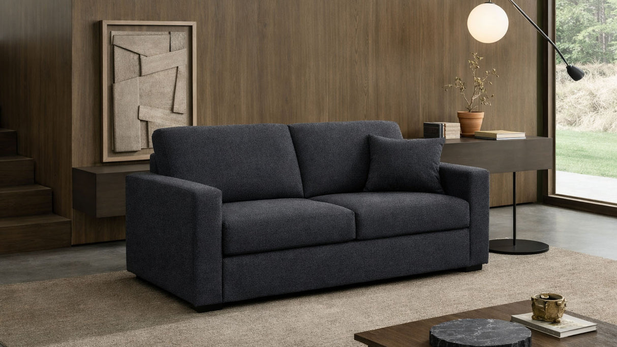 Divano letto mod. norma 3 posti meccanismo a ribalta e materasso H. 18 cm