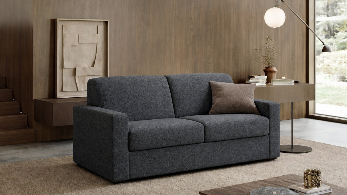 Divano letto mod. norma 3 posti meccanismo a ribalta e materasso H. 18 cm