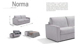 Divano letto mod. norma 3 posti meccanismo a ribalta e materasso H. 18 cm