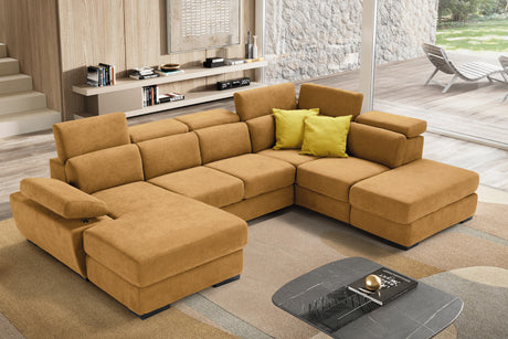 Divano FABIOLA chaise longue 2 posti con angolo terminale e pouf contenitore