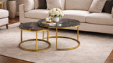 Set 2 tavolini con piano in legno effetto marmo e struttura oro PLEASURE