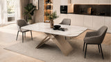 Tavolo ADE Allungabile 180-260 cm – Piano Marmo Bianco e Base Champagne