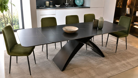 Tavolo ADE Allungabile 180-260 cm – Piano Marmo Nero e Base Antracite