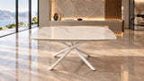 Tavolo Allungabile EASY 130–190 cm – Marmo Calacatta Oro con Gambe Bianche
