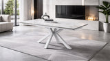 Tavolo Eracle Gamba Bianca Piano Calacatta Gold