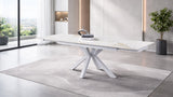Tavolo Eracle Gamba Bianca Piano Calacatta Gold