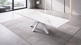 Tavolo Eracle Gamba Bianca Piano Calacatta Gold