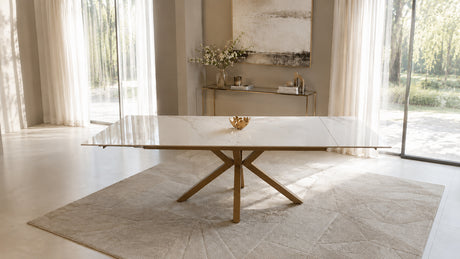 Tavolo Eracle Gamba Oro Piano Calacatta Gold
